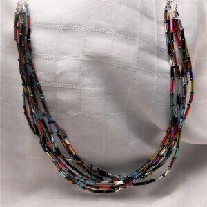 No1002Pretty handmade colored 9 rows necklace made with acrylic tubes